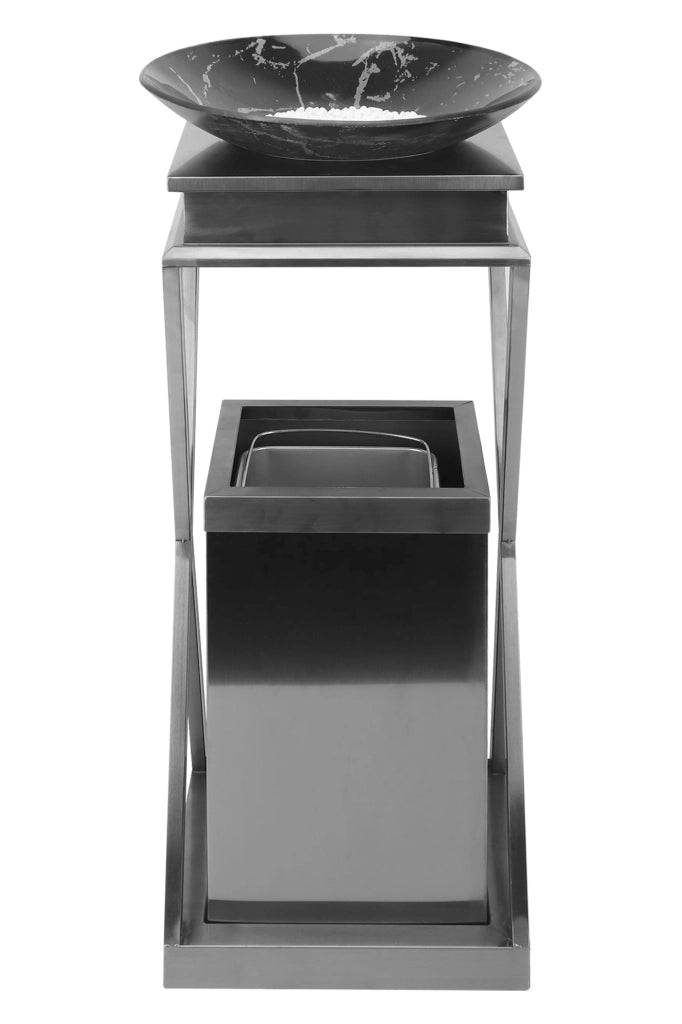 Posacenere 2 In 1 Da Terra Professionale Elegante Interno Esterno Con Secchio Cestino Gettacarte Spazzatura Realizzati In Acciaio Marmo Acciaio Ufficio Bar Ristorante Hotel Design Moderno - Modello flaros