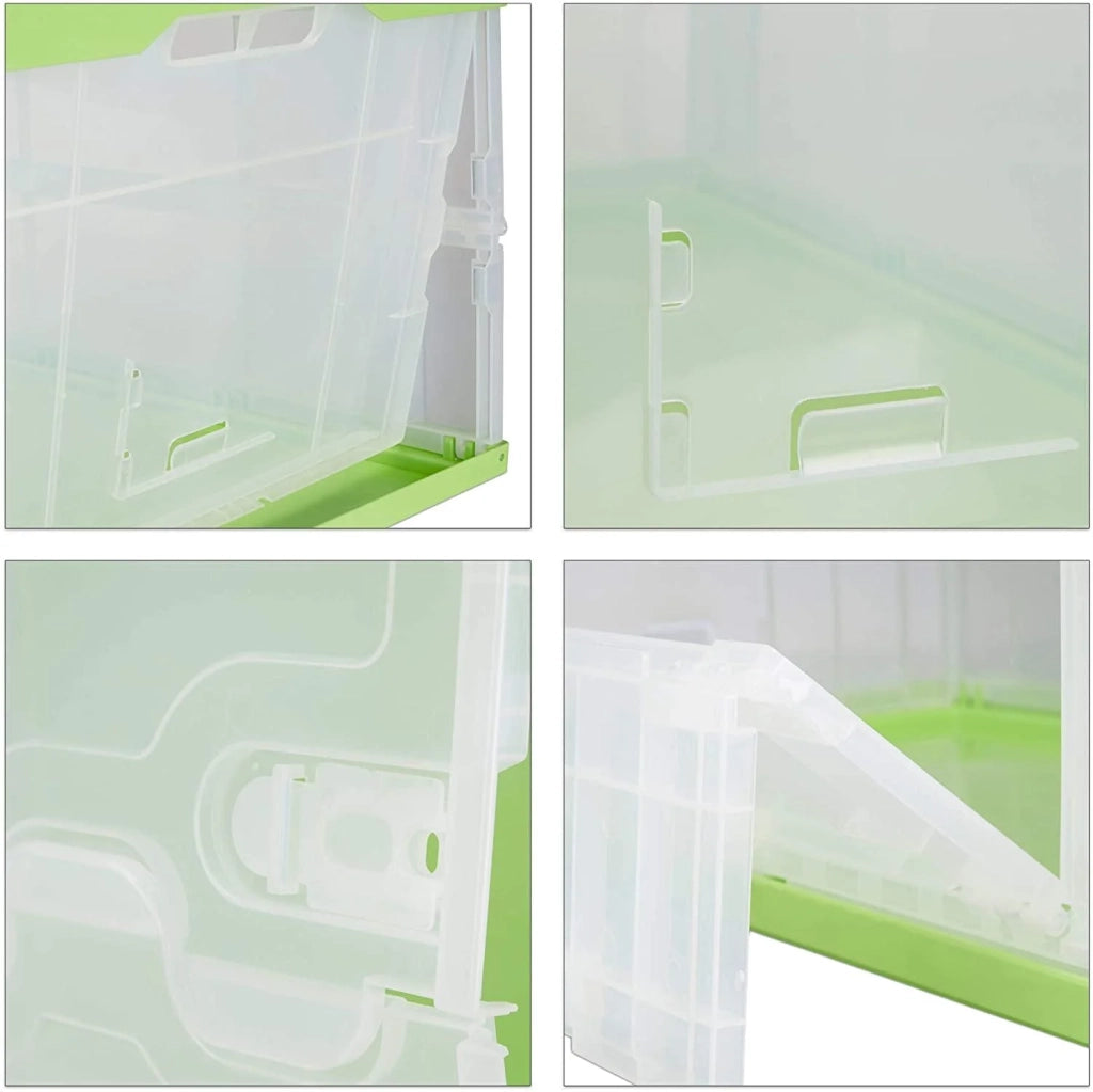 Scatola pieghevole con coperchio contenitore di plastica per lo stoccaggio contenitore per il trasporto 60 litri verde 13_0000480