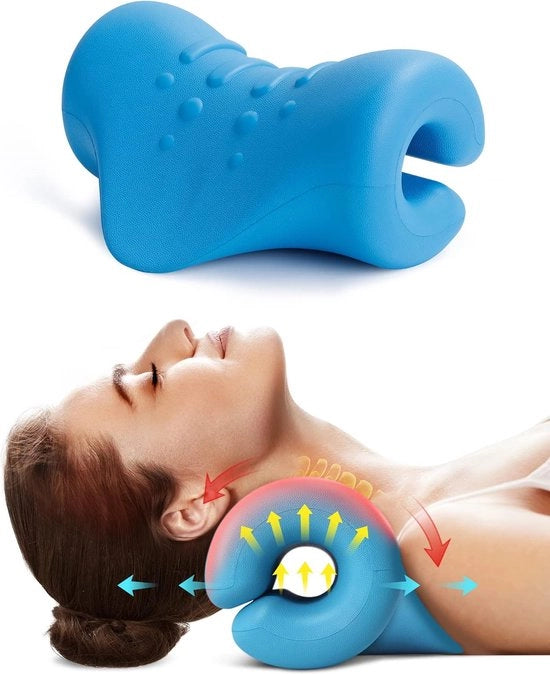Relaxatore delle spalle - dispositivo di trazione cervicale portatile - stiro del collo/correttore di posizione - cuscino chiropratico - alleviamento del dolore TMJ - allineamento della colonna cervicale