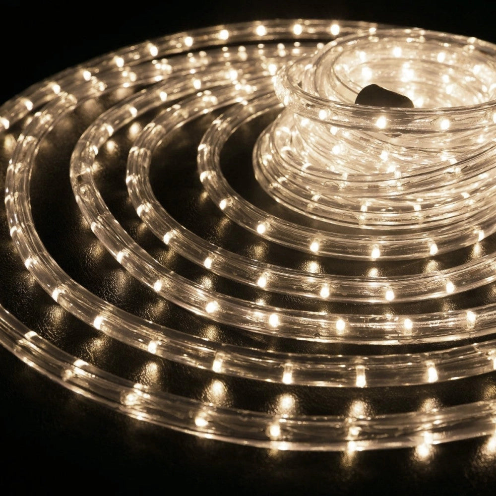 Trade Shop - Tubo Luminoso A Led Per Esterno Bianco Caldo 10 Metri Con Controller Giochi Luce -