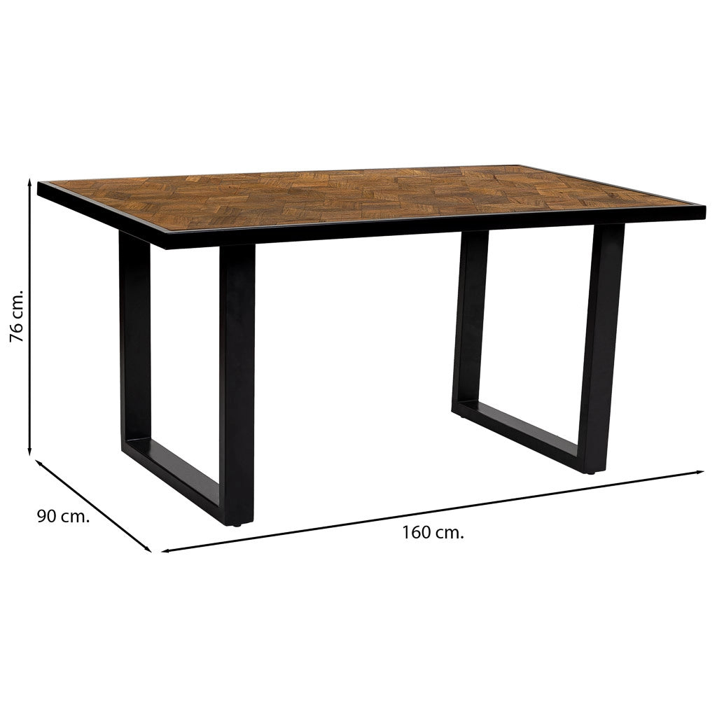 Tavolo da pranzo in parquet di mango/finitura colore DM 160x90x76