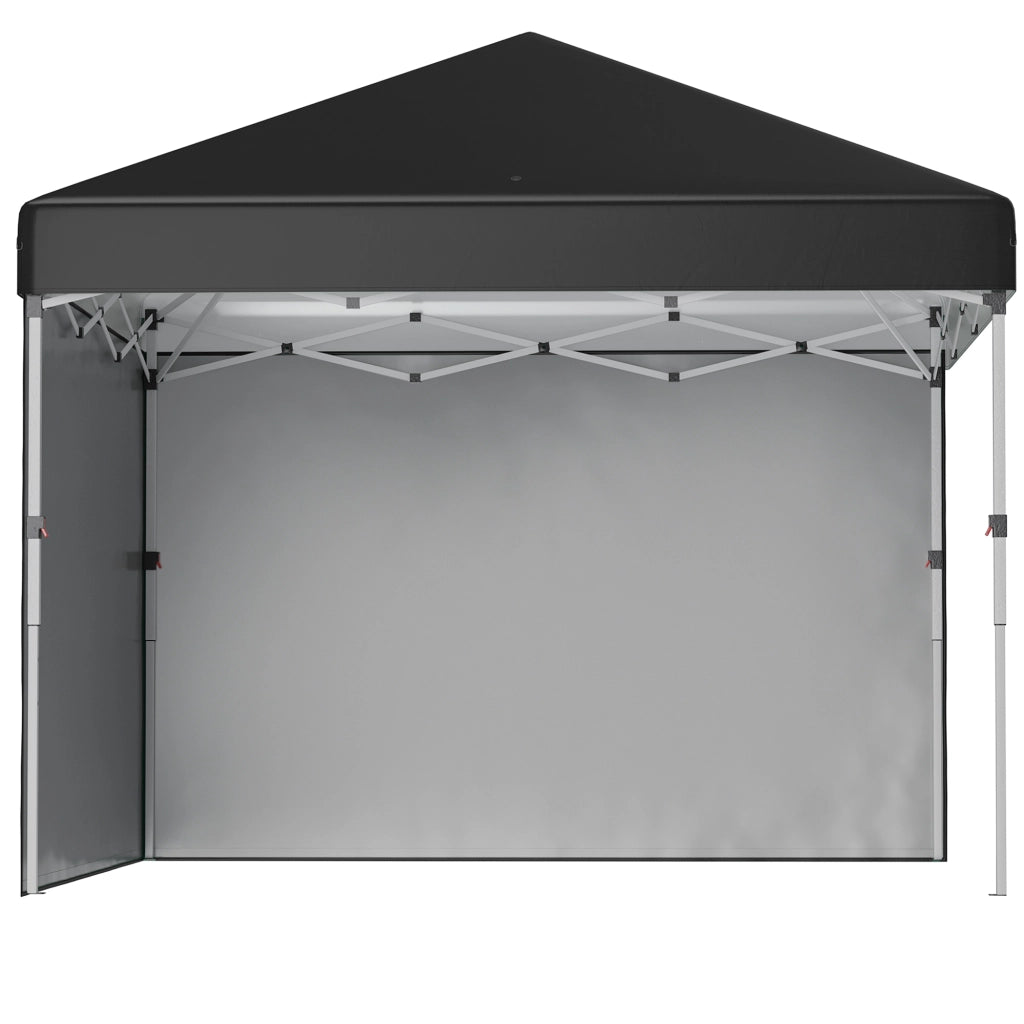 Gazebo pieghevole con 2 pareti laterali ¨C zephmum ¨C 3x3 m, nero, acciaio inox
