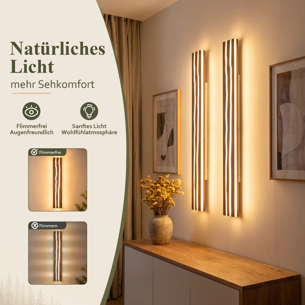 ZMH Lampada da Parete LED Legno 100cm Moderna 3000K 16W per Soggiorno Interni