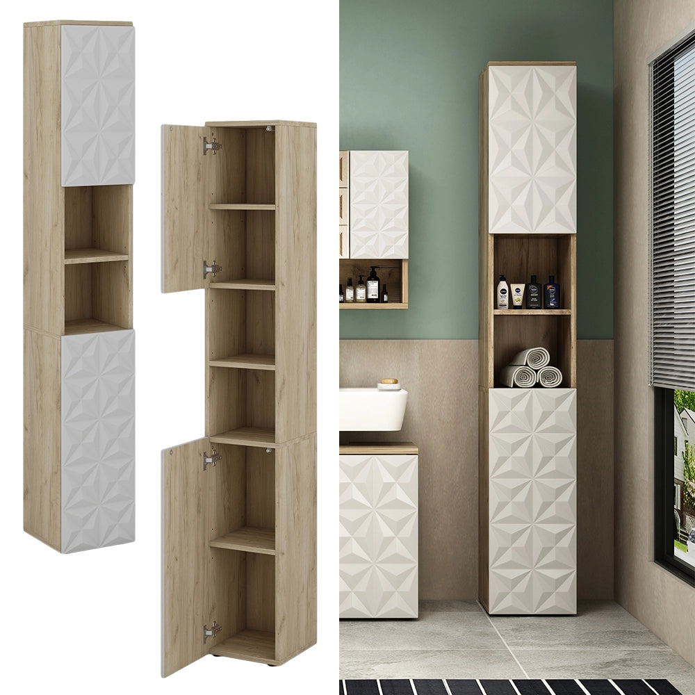 Vicco Armadio per il bagno Bianco 30 x 189.5 cm con 2 ante e 3 scomparti