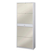 Scarpiera 4 Ante Specchio 1 Cassetto P29 Kit Bianco Fiammato cm 63x29x164h - Sarmog