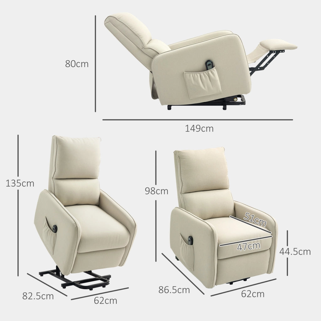 Poltrona Alzapersona Elettrica Reclinabile con Telecomando ¨C Minimal ¨C Tessuto Beige
