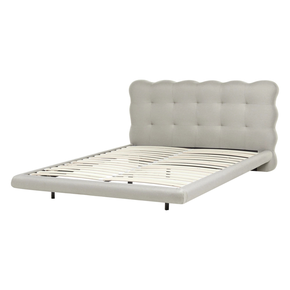 Letto matrimoniale in tessuto con testata trapuntata Beige 140 x 200 cm design moderno