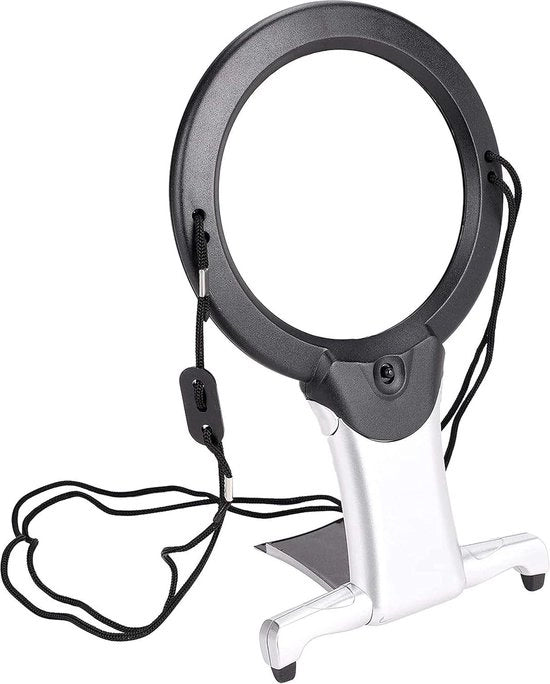 Verglasso da mani libere - 6x ingrandimento con illuminazione LED e stazione di ingrandimento con luce