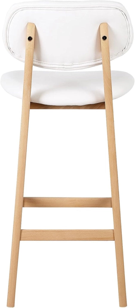 Sgabelli da Bar Sedia Alta Cucina con Schienale Poggiapiedi PU Gambe di Faggio Comodo Bianco 4 Pezzi, BH51ws-4