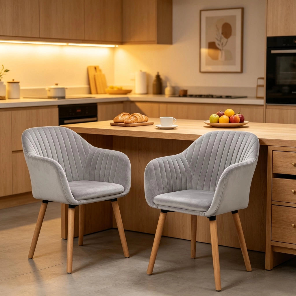 SEDIE da pranzo Set da 2 pezzi 81 cm in velluto grigio chiaro