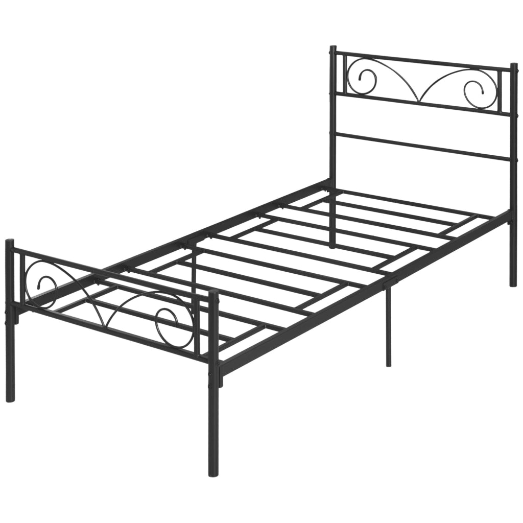 Letto Singolo in Metallo con Testiera a Farfalla ¨C Zephmum ¨C Nero 90x190x100 cm