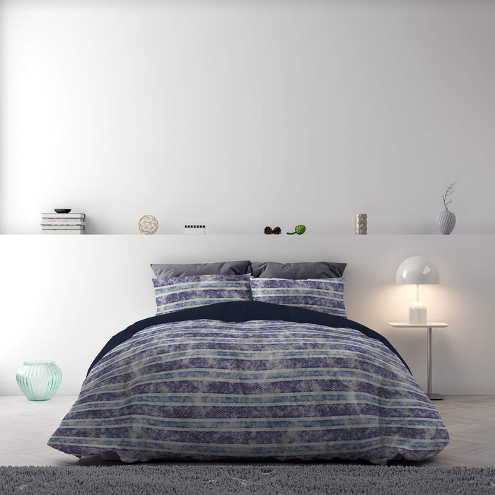 Copripiumino Singolo con Stampa sul Sacco e Federe Doubleface Jeans Stripes