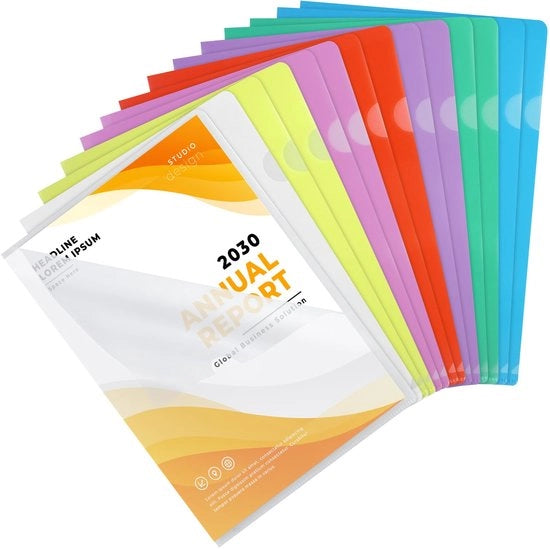 14 pezzi 7 colori cartellone A4 aperto lateralmente visualizzazione trasparente rappresentazione colorata coperture cartelloni trasparenti contenitori documentali mappe per archiviazione per la scuola o ufficio