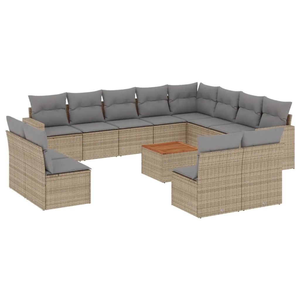 Set Divano da Giardino 13 pz con Cuscini Beige Misto Polyrattan 3256703