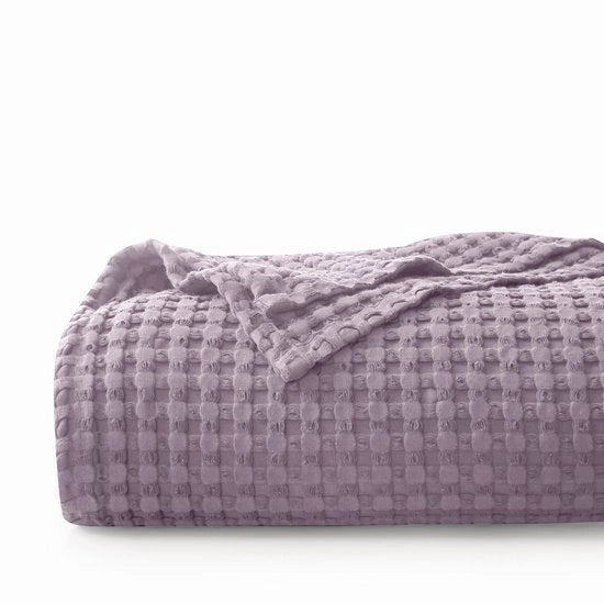 Deken 100% cotone 150 x 200 cm sprei wafel piqué deken leggero e respirante Oeko-TEX certificato sprei deken accogliente 100% cotone Loran viola