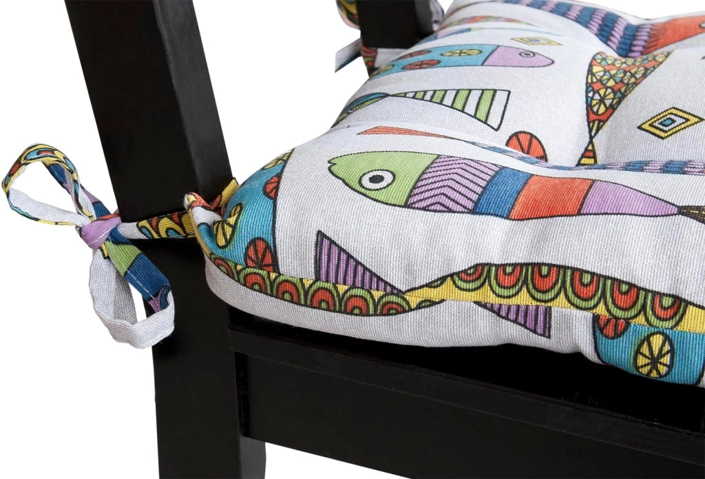 Set 4 Cuscini Sedia Morbidissimi Imbottiti Ovatta Universali Cotone Multicolore Lavabile