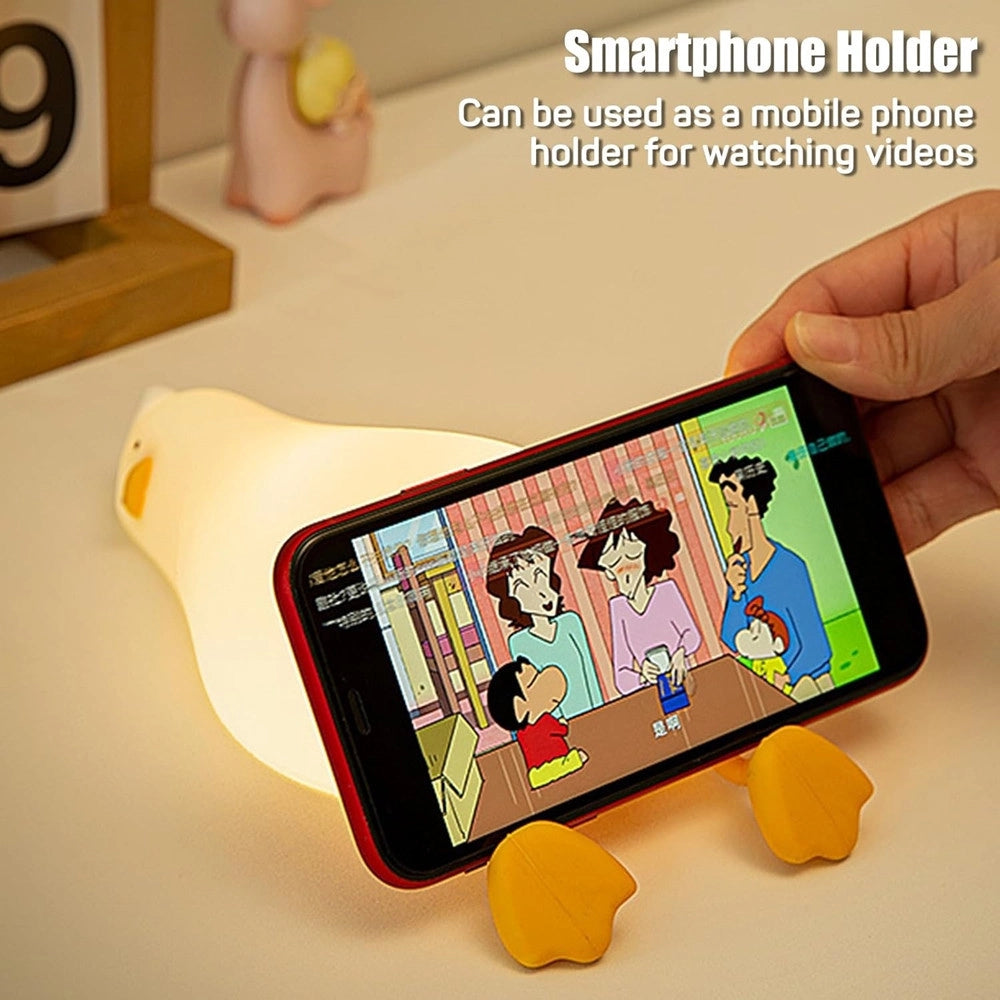 Trade Shop - Luce Notturna Forma Anatra Sdraiata In Silicone Lampada Ricaricabile Usb A Led Touch -