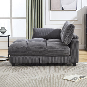 Poltrona Palm - Xylo - Cuscini rigati, portaoggetti, reclinabile, grigio