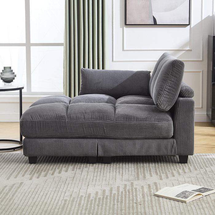 Poltrona Palm - Xylo - Cuscini rigati, portaoggetti, reclinabile, grigio