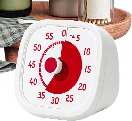 Timer Visivo - Strumento di Gestione del Tempo - Miglioramento della Concentrazione - Orologio Silenzioso - 10 x 9.5 x 5 cm - Bianco