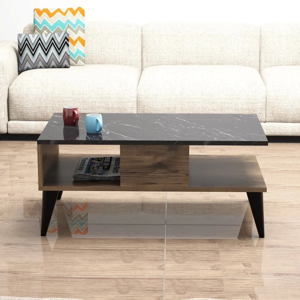 Tavolino in legno "Lidya" - 90 x 54 x 39 cm - Marrone