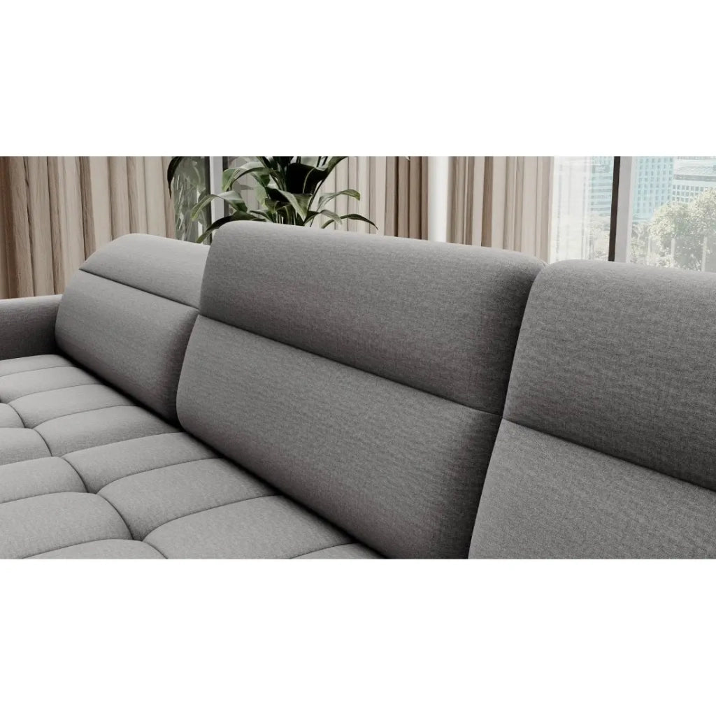 Divano angolare convertibile BERTHO 306 cm grigio – Angolo sinistro con contenitore