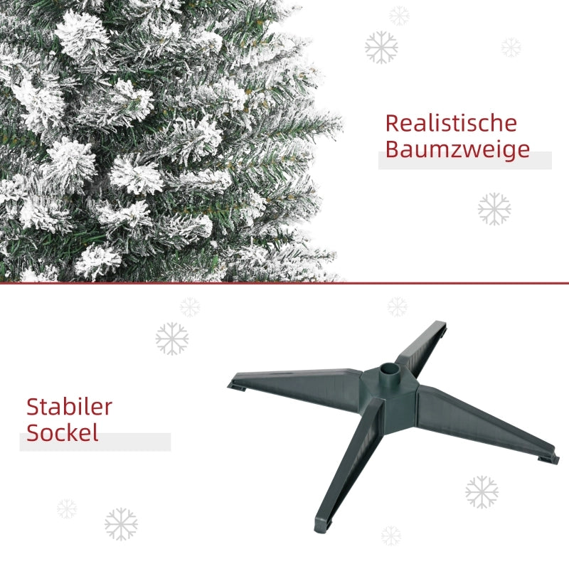 Albero di Natale artificiale sottile con 390 rami modellabili e base stabile in plastica verde e bianco Ø55 × 180 cm