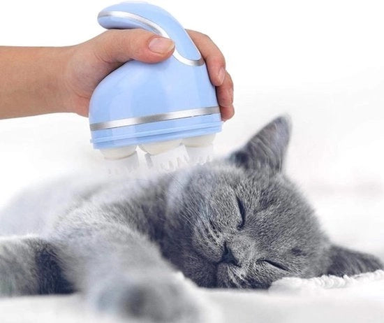Massaggiatore per la pelle capillare portatile per animali domestici | Ricaricabile via USB | Impermeabile | Massaggio 3D del capo | Stimolatore automatico per gatti | Raschiatore per capelli e stress | Blu