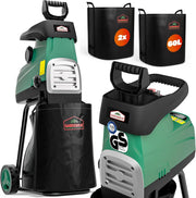 ® Trituratore Elettrico Silenzioso a Rullo 3100W Biotrituratore Sacchi di Raccolta 2x60L Tritatutto da Giardino