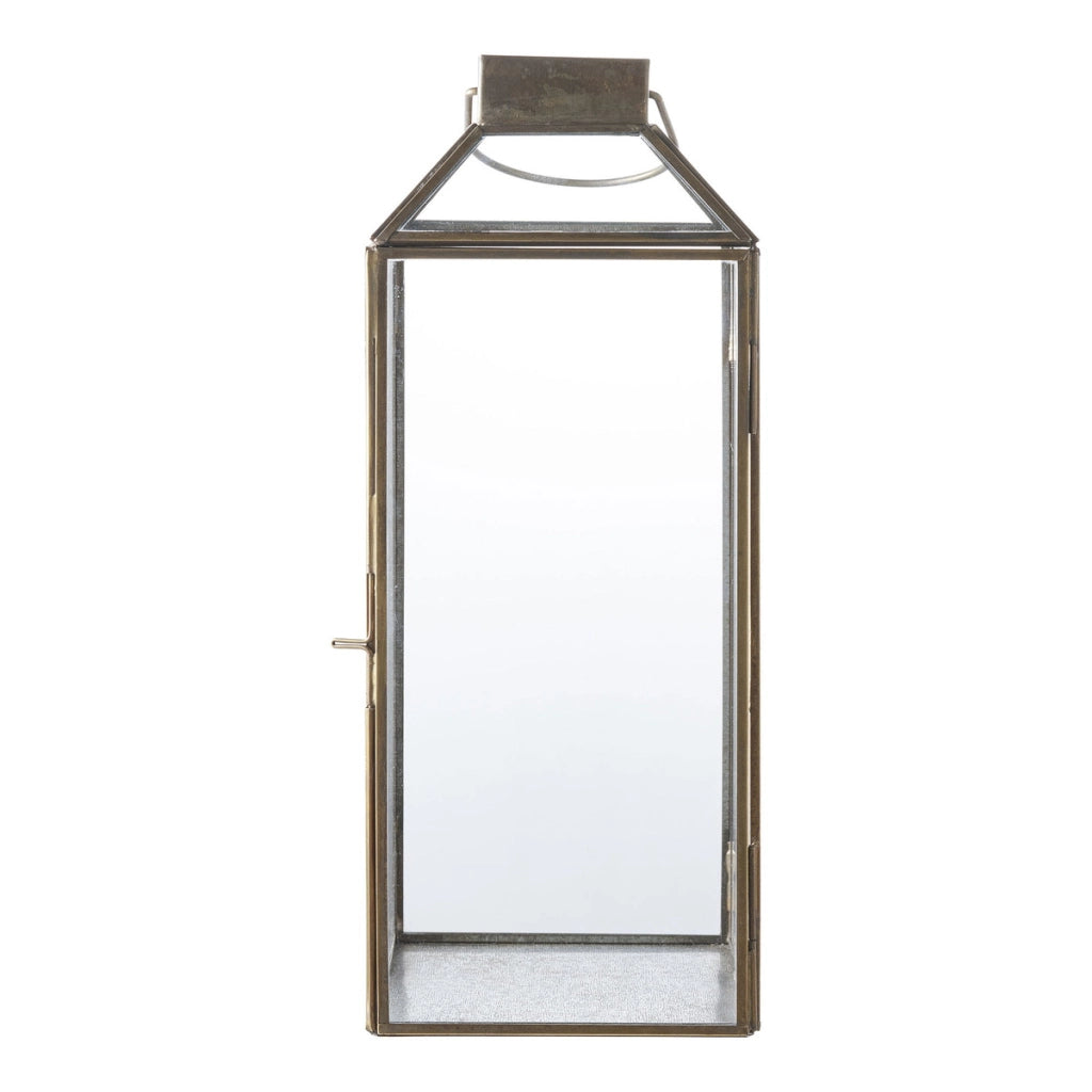 Lanterna Mysore, Ottone, Vetro, 13,5x13,5x35 cm