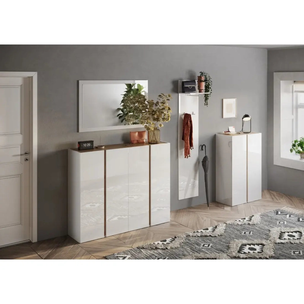Specchio d'ingresso design, 110x68 cm, collezione KEY, cornice bianca lucida laccata