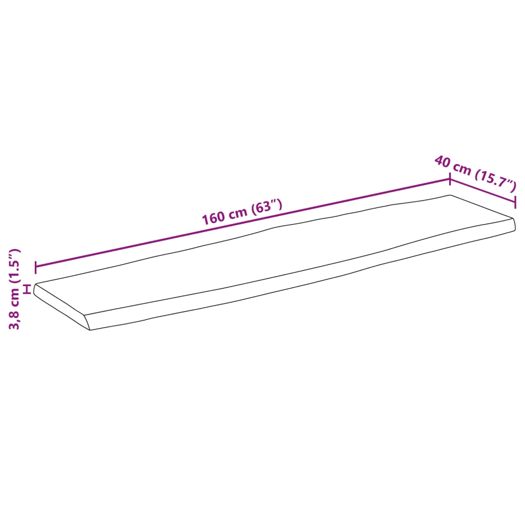 Piano Tavolo 160x40x3,8 cm Rettangolare Legno Acacia Bordi Vivi 370640