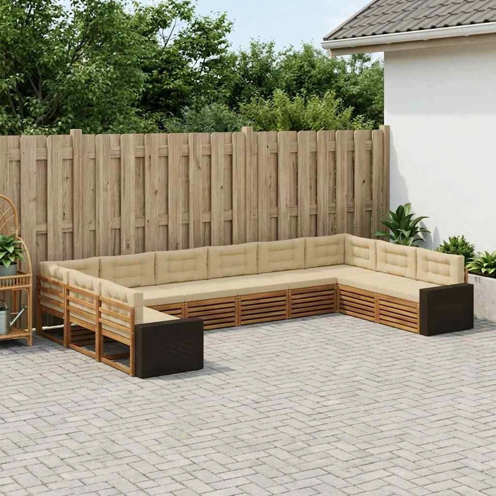 Set divani 10 pz Legno di Acacia Massello 3383906