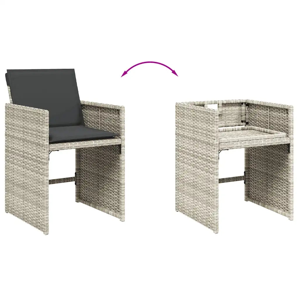 Set da Pranzo da Giardino 15 pz con Cuscini Grigio Polyrattan