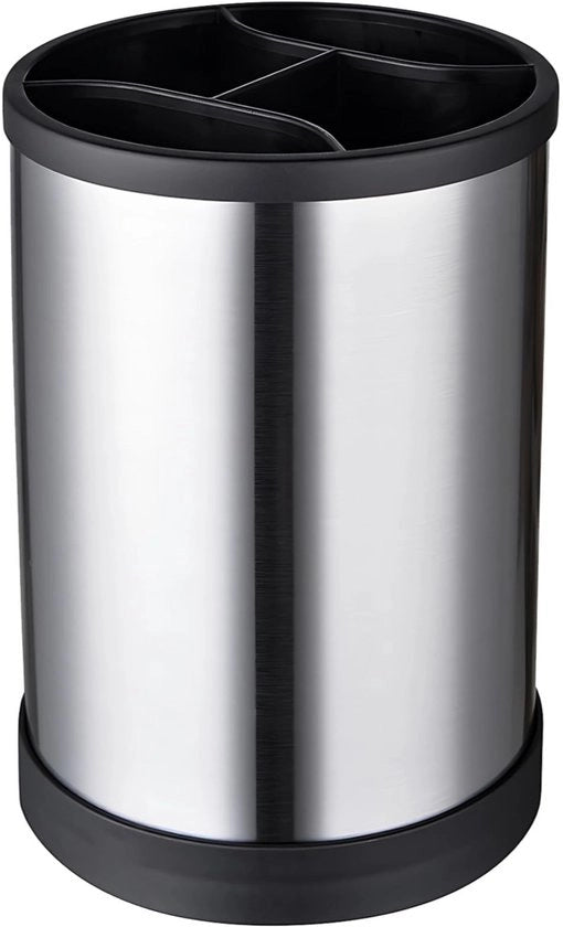Organizzatore multifunzionale per cucina con pareti divisorie, design spaziale risparmiatore, ideale per il ripostiglio di posate e accessori da cucina, nero, supporto cucina in acciaio inossidabile