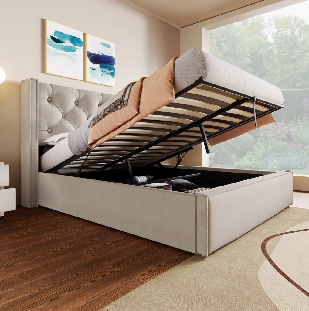 Letto matrimoniale contenitore 160x200 cm grigio chiaro