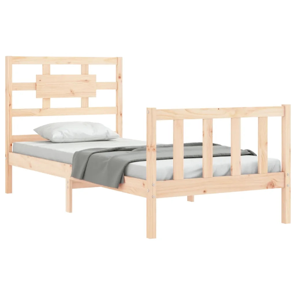 Giroletto con Testiera Single-Struttura Letto in Legno Massello 422494