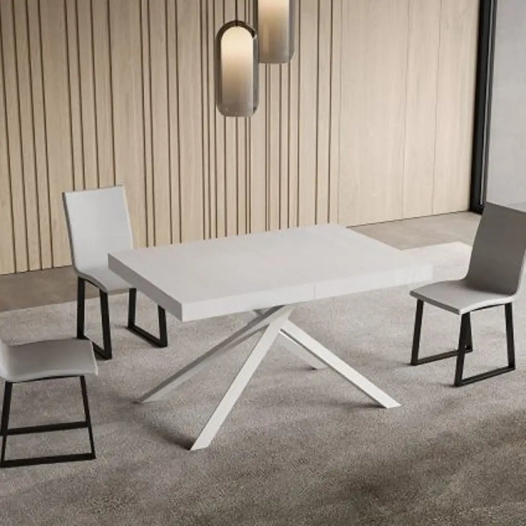 Tavolo allungabile 130/234x90 cm Niket colore bianco frassino gambe bianche