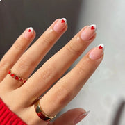Nageli Acconciature a forma di Mandorla - 24 pezzi - Adesivi per unghie autoadesivi - Decorazione di San Valentino - Manicure francese - 12 misure - Unghie in plastica