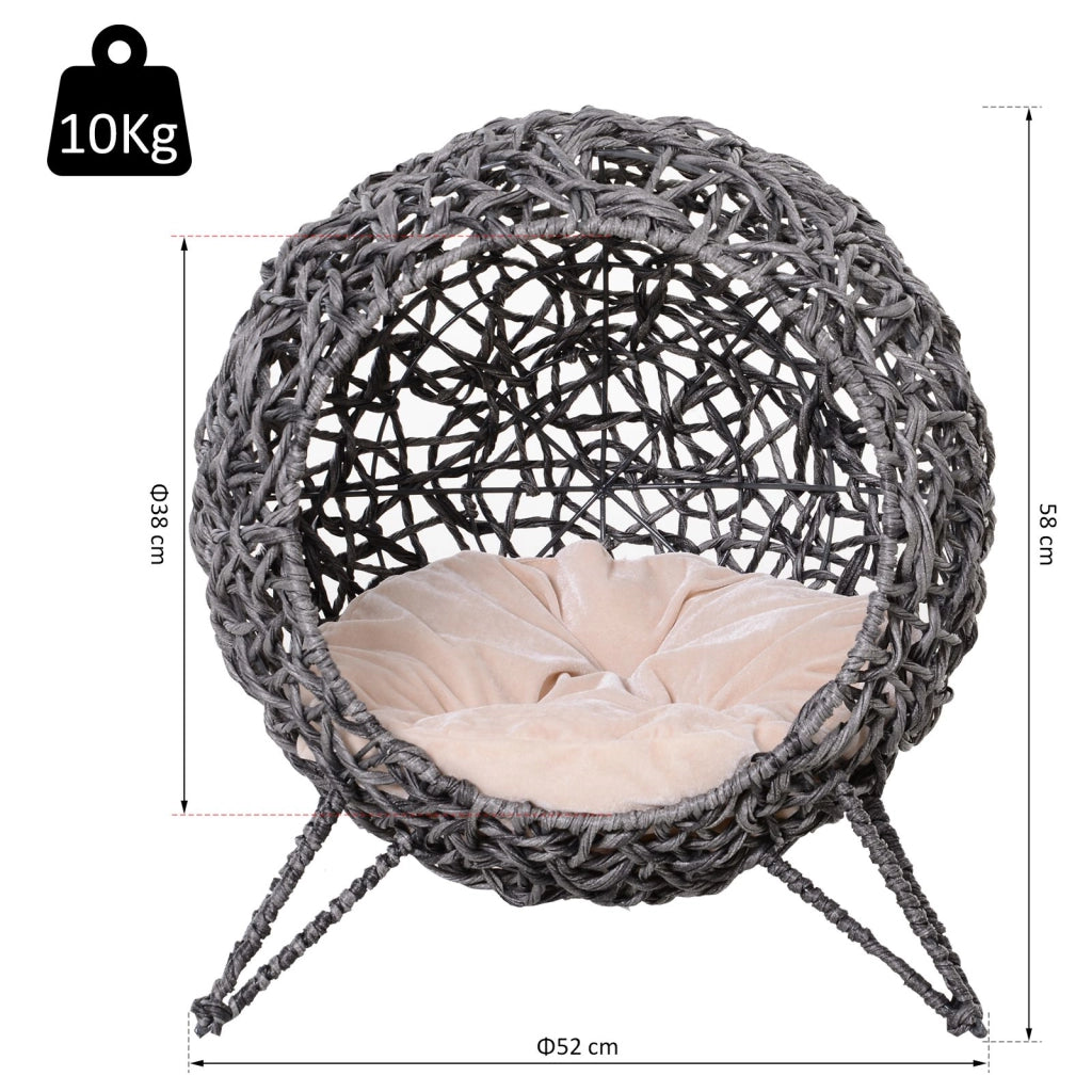 Letto per gatti rialzato con cuscino ¨C zephmum ¨C grigio 52x58 cm