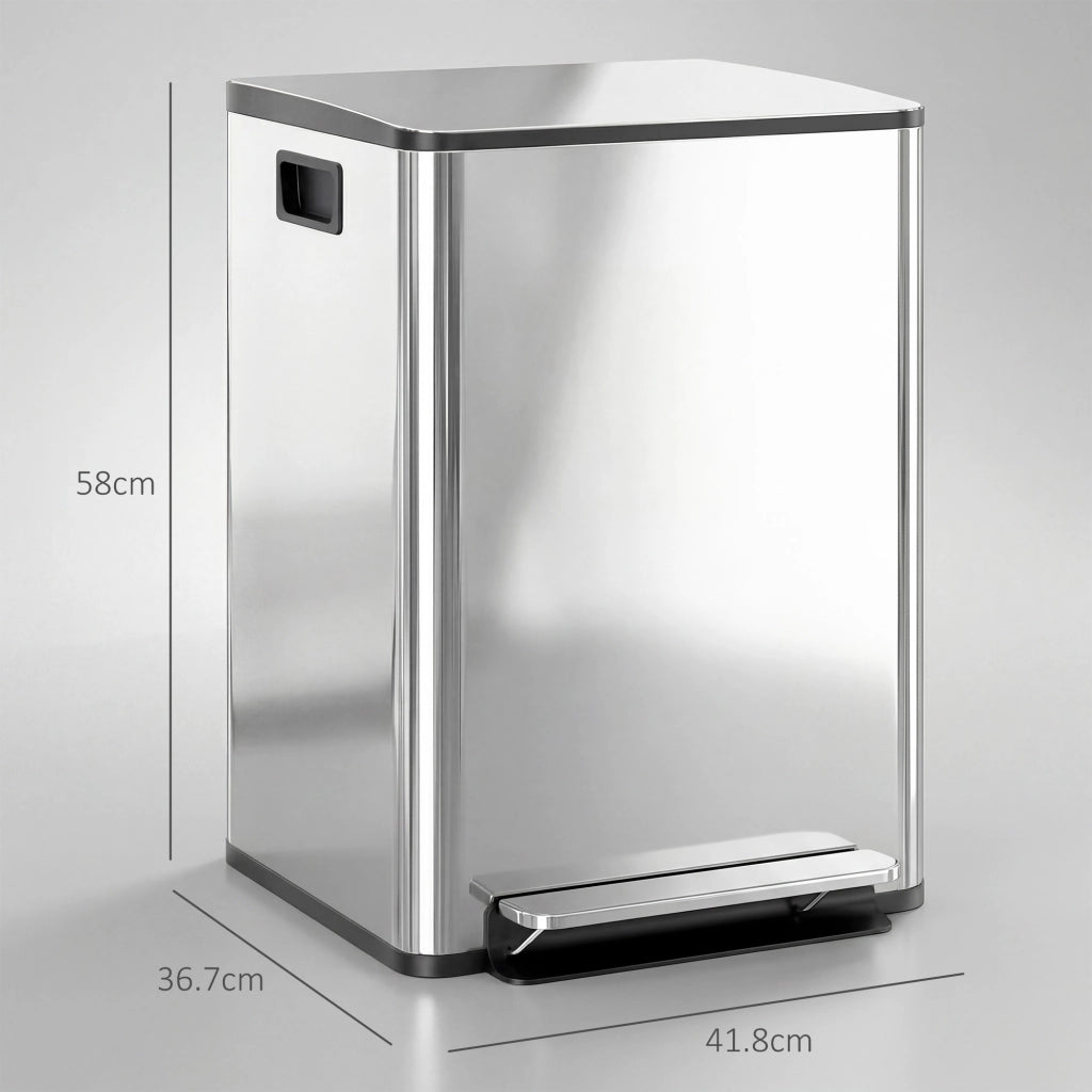 Bidone Immondizia 2 Sezioni 20L Pedale Coperchio Silenzioso ¨C zephmum ¨C Acciaio Inox PP 41.8x36.7x58 cm