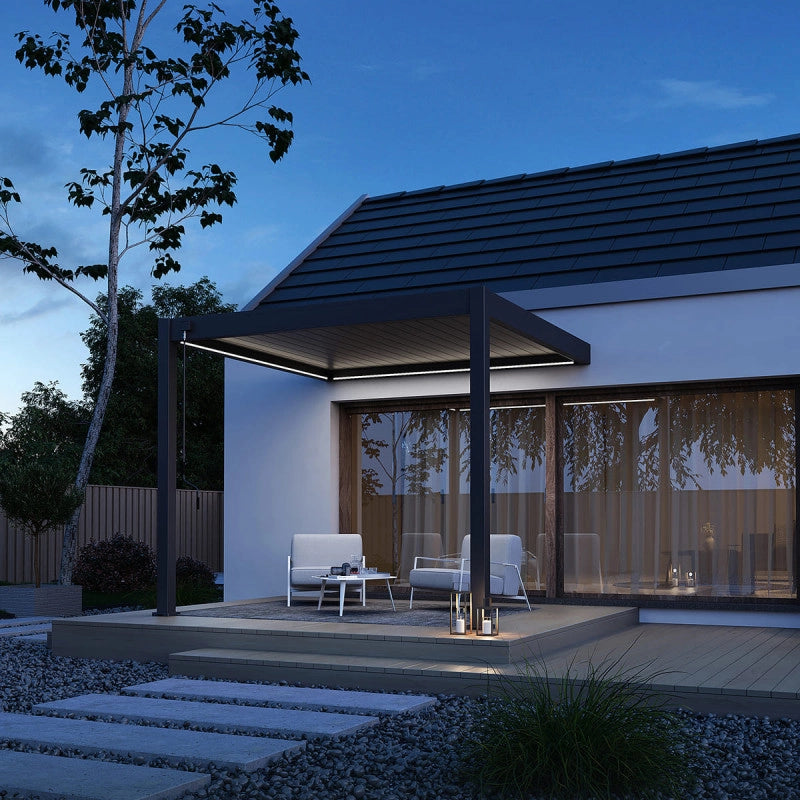 Pergola bioclimatica Ombréa VS 3x3M addossata – Antracite V2