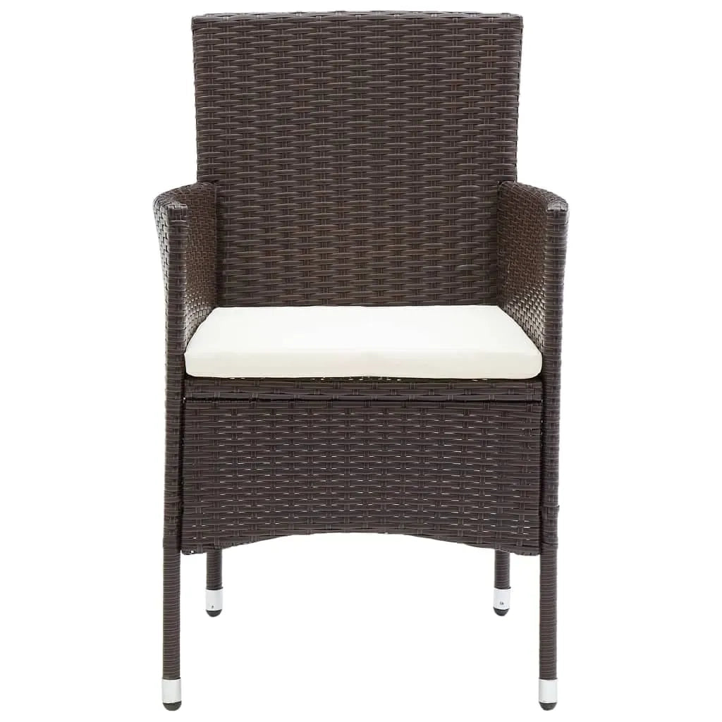 Set da Pranzo per Giardino 5 pz con Cuscini Polyrattan Marrone cod mxl 51832