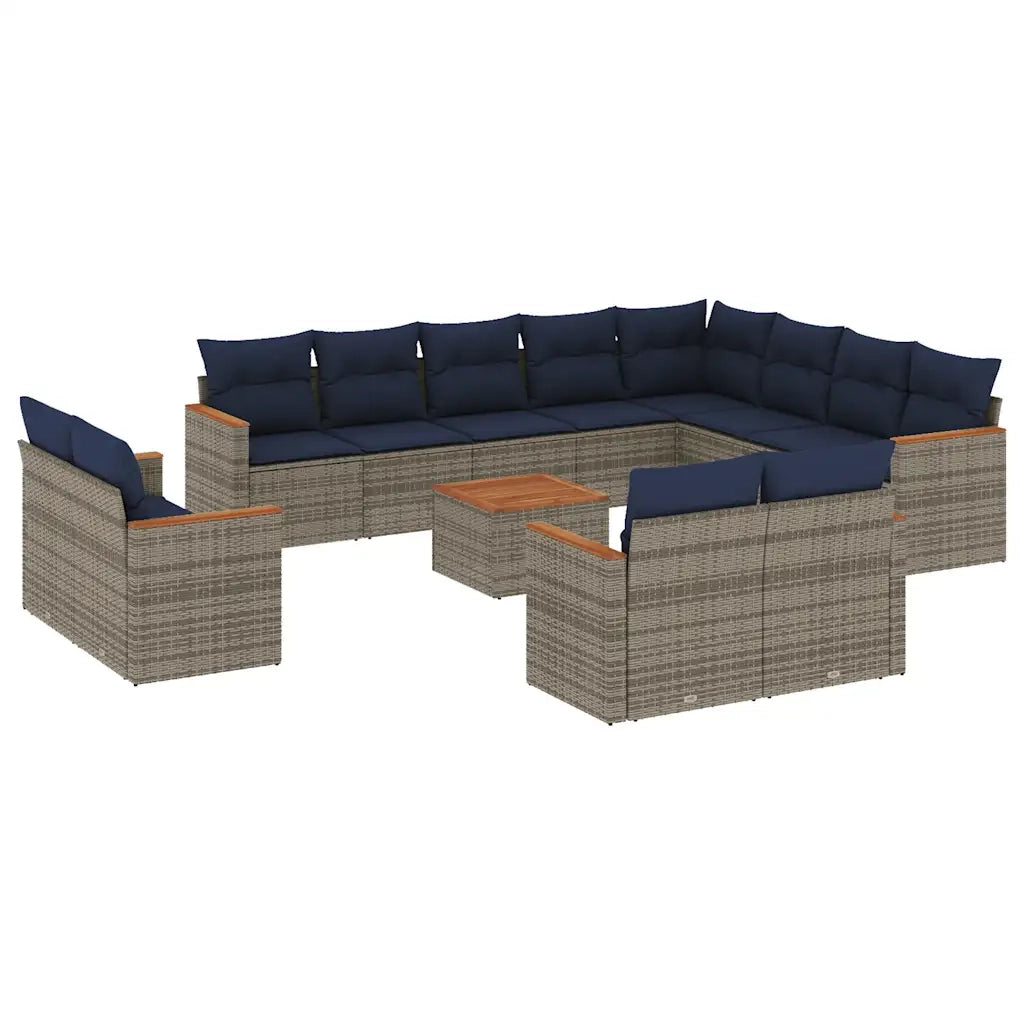Set Divani da Giardino 13 pz con Cuscini Grigio in Polyrattan 3226523