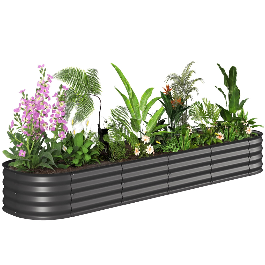 Jardiniere da giardino modulare ¨C zephmum ¨C 240x62x30 cm grigio scuro in acciaio galvanizzato