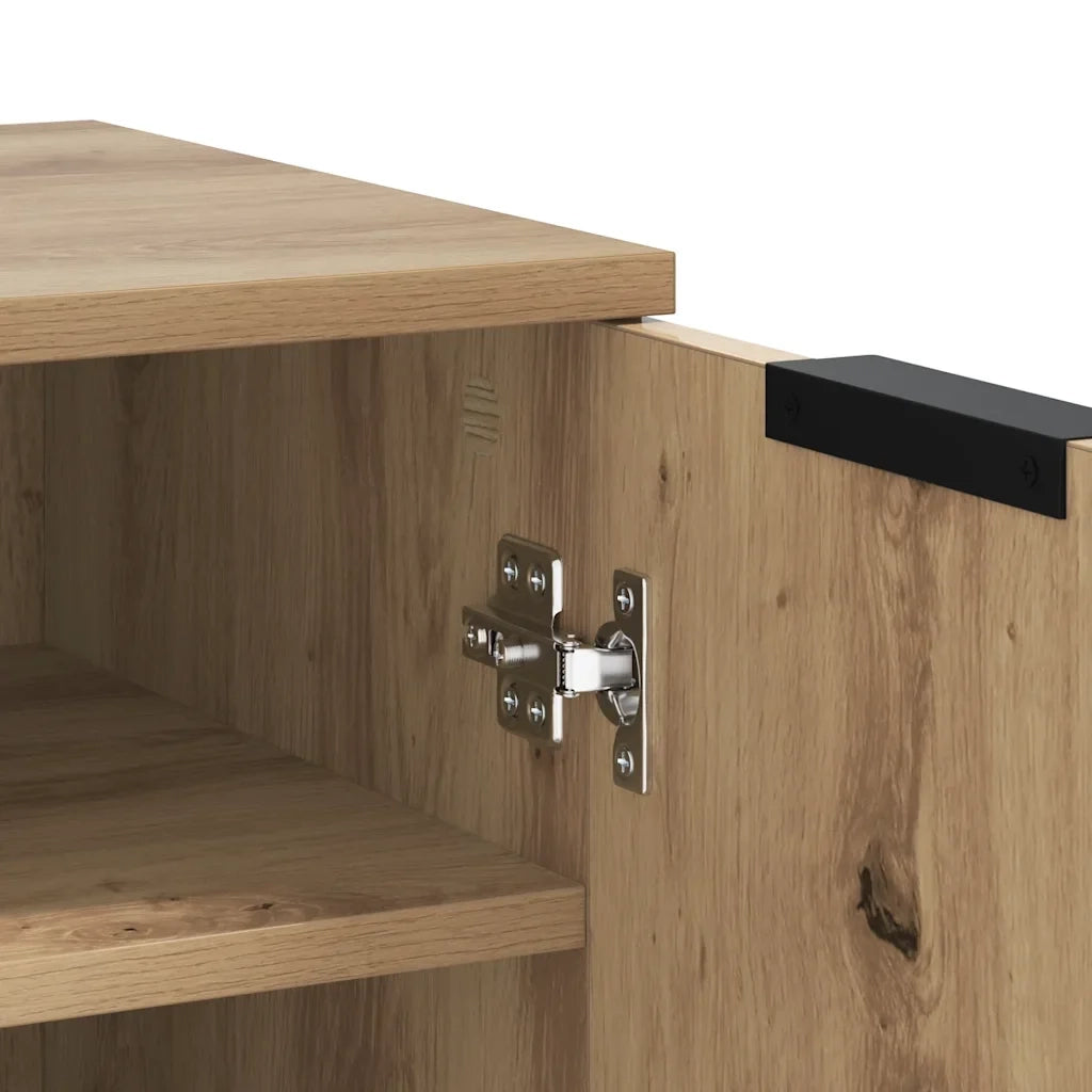 Scarpiera con anta 29,5 x 35 x 70 cm pratica 4 ripiani stile rovere artigianale legno composito 02_0050991