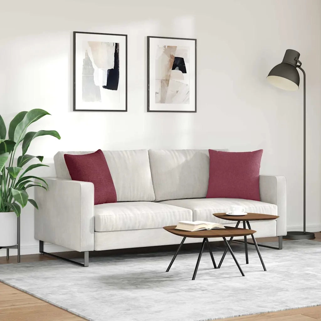 Cuscini da Divano 2 pcs Rosso Vino 45 x 45 cm Tessuto