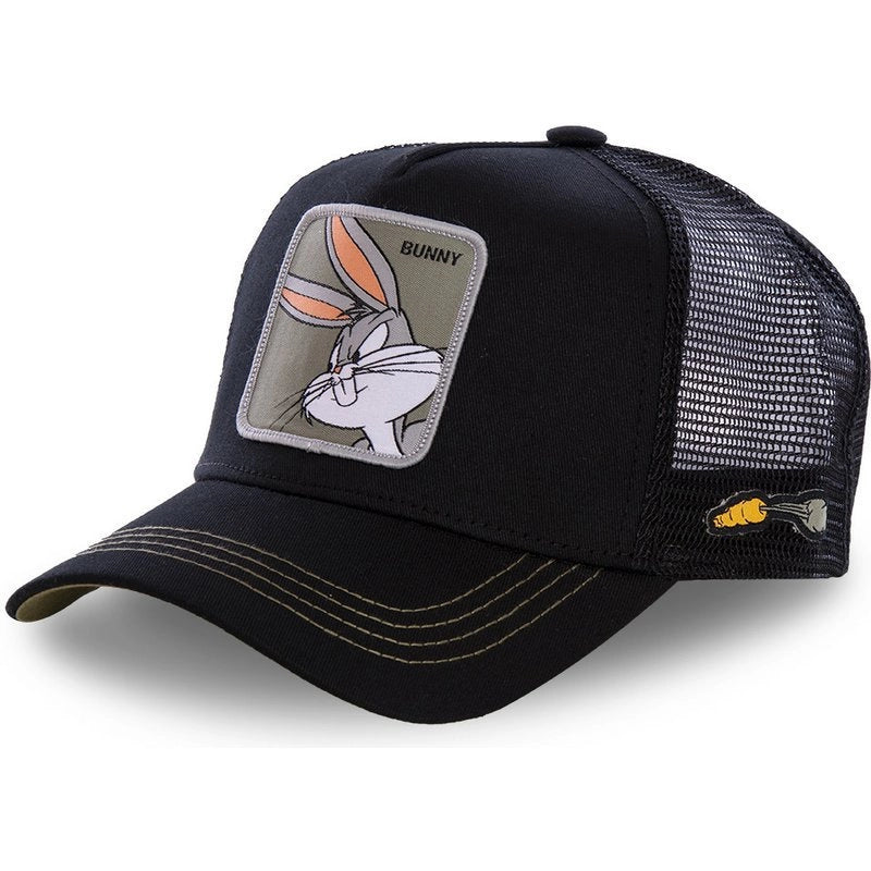 Cappellino da baseball nero con coniglietto