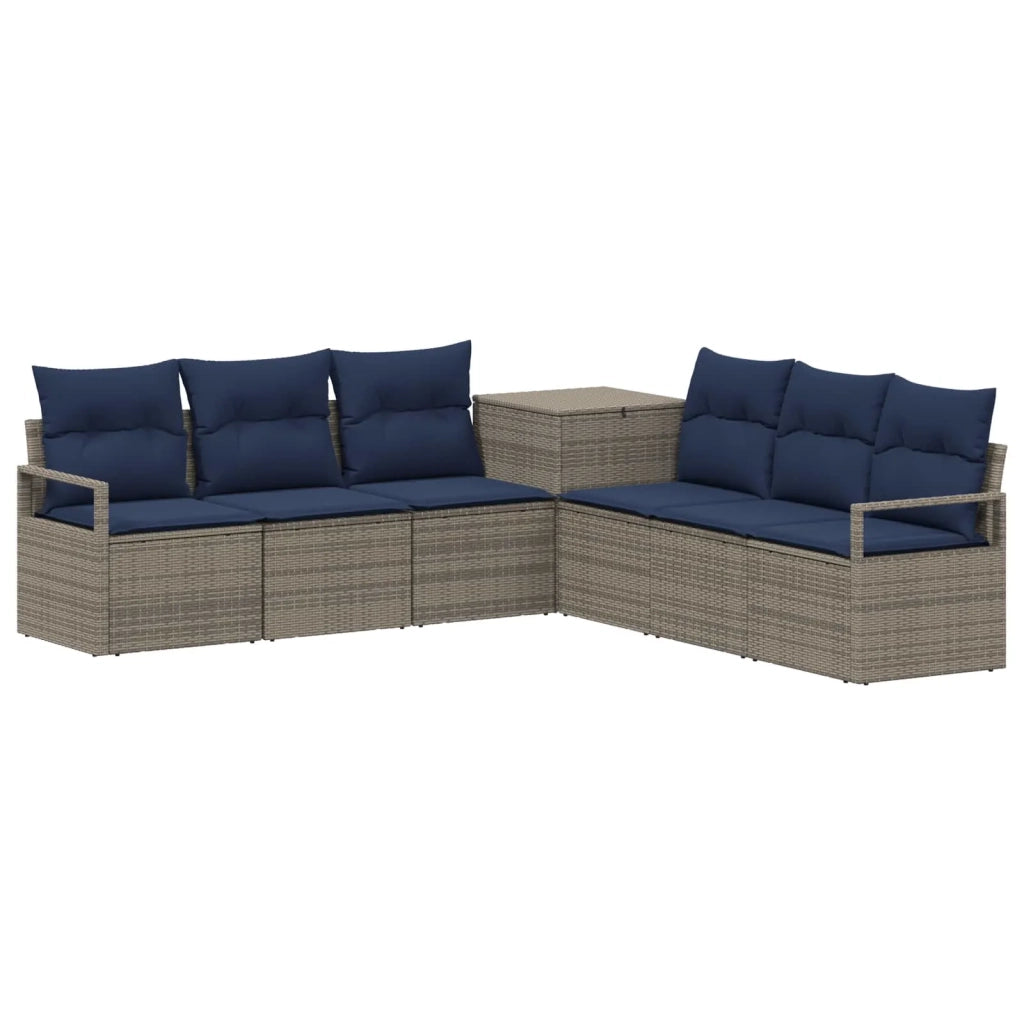 Set di divani 7 pz Grigio e Blu Navy Rattan sintetico e Acciaio 3448725