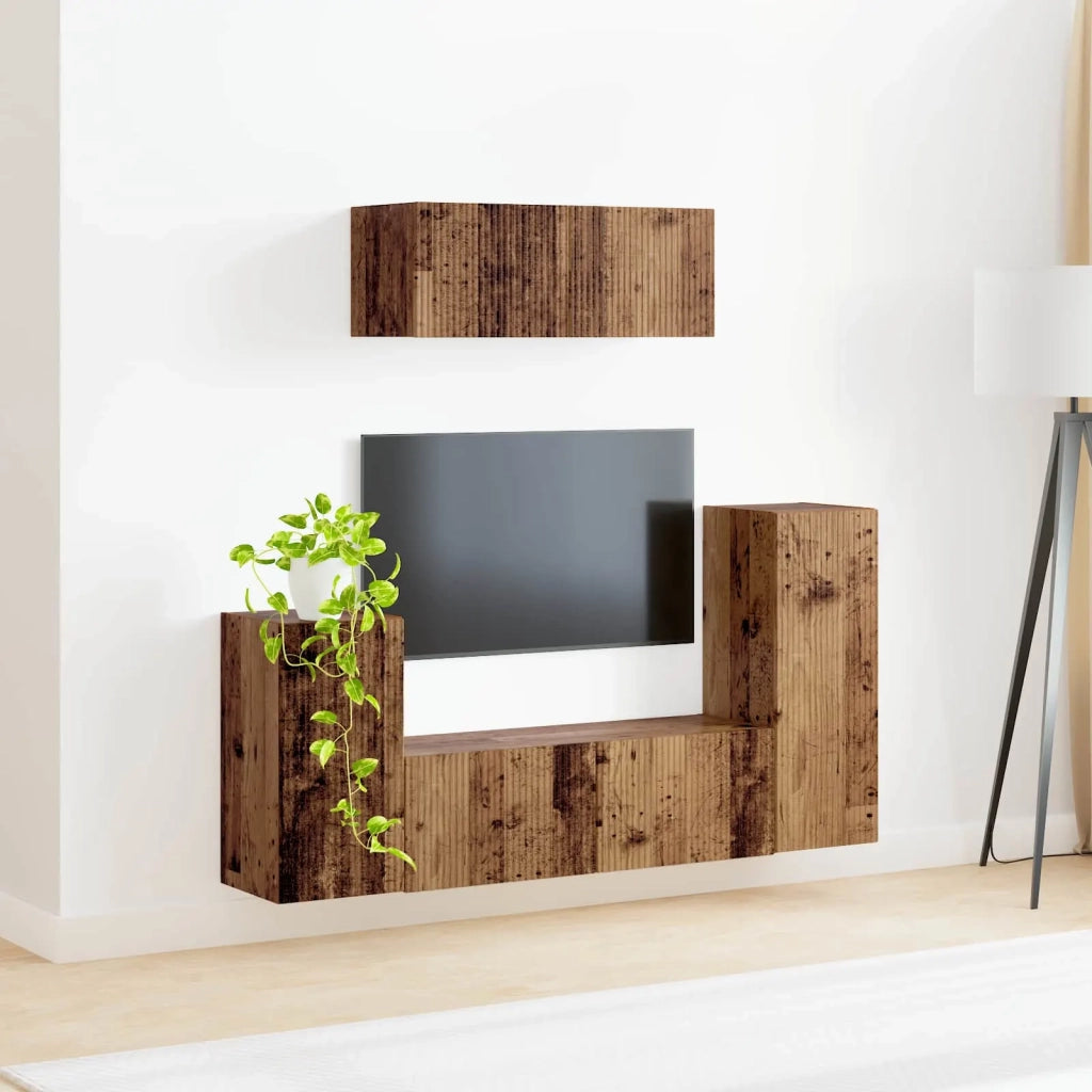 Set mobile TV 4 pcs Legno vecchio Legno multistrato